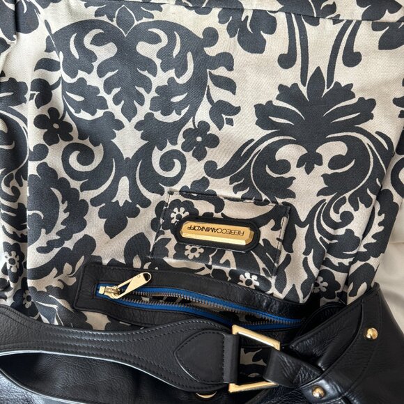 Auth Rebecca Minkoff "Old School" Black Leather Nikki Hobo w/ Blue Zipper - Picture 9 of 10